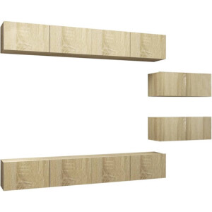 vidaXL - 6-delige - Tv-meubelset - bewerkt - hout - sonoma - eikenkleurig