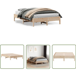vidaXL Houten Bed - Bed Frame - Bedframe zonder matras massief grenenhout 150x200 cm - Grenen Hout Bed - Tweepersoons Bed - King Size Bed