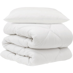vidaXL - Dekbed - met - kussen - 2 - pcs - Wit - Microvezel