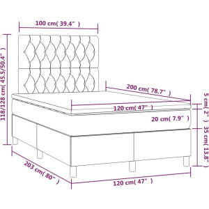 vidaXL - Boxspring - met - matras - stof - blauw - 120x200 - cm