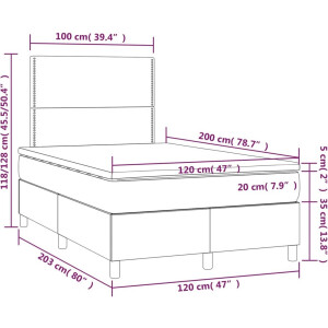 vidaXL - Boxspring - met - matras - stof - zwart - 120x200 - cm