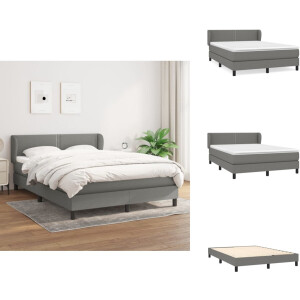 vidaXL Boxspring - Boxsprings - Bed - Slaapmeubel - Boxspring met matras stof donkergrijs 140x200 cm