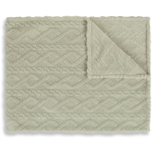 Luxe Teddy Plaid - Deken - Dekentje 130x160 cm - Jacquard Geweven Kabelpatroon - Groen - 1 Persoons - 100% Polyester Sherpa - Oeko-Tex Gecertificeerd