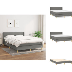 vidaXL Boxspring - Boxsprings - Bed - Slaapmeubel - Boxspring met matras stof donkergrijs 140x190 cm