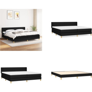 vidaXL Boxspring met matras stof zwart 200x200 cm - Boxspring - Boxsprings - Bed - Slaapmeubel
