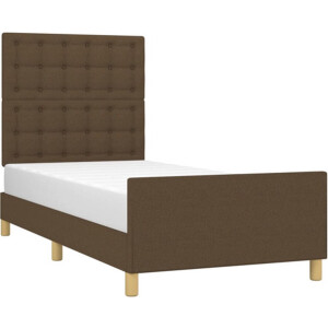 vidaXL - Bedframe - zonder - matras - 90x200 - cm - stof - donkerbruin