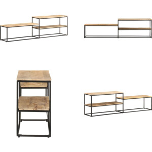 vidaXL Tv-meubel 180x30x50 cm ruw mangohout - Tv-kast - Tv-kasten - Televisiekast - Televisiekasten