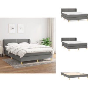 vidaXL Boxspring - Boxsprings - Bed - Slaapmeubel - Boxspring met matras stof donkergrijs 140x200 cm
