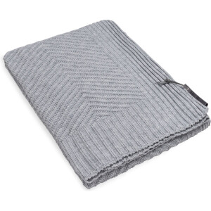 Knit Factory Beau Gebreid Plaid - Woondeken - plaid - Wollen deken - Kleed - Licht Grijs - 160x130 cm