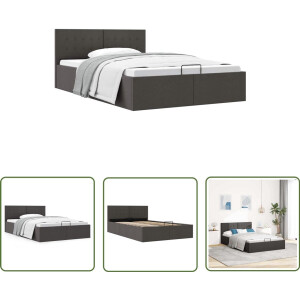 vidaXL Bedframe - Hydraulische opslag - Donkergrijs - 120x200 cm Hydraulisch Bedframe - Boxspring - Donkere Kleuren - Opbergbed - Tweepersoonsbed