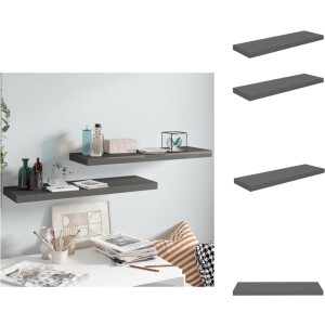 vidaXL Wandschap - Wandschappen - Zwevend Schap - Zwevende Schappen - Wandschappen zwevend 2 st 80x23,5x3,8 cm MDF hoogglans grijs