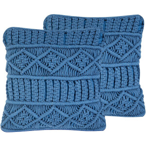 BELIANI KARATAS - Sierkussen set van 2 - Blauw - 45 x 45 cm - Katoen