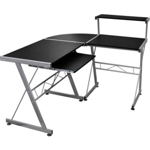 vidaXL - Hoekbureau - 132x112x99 - cm - bewerkt - hout - zwart