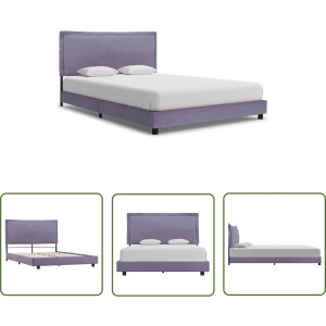vidaXL Tweepersoons Bed - Klassieke Bedframe - Bedframe stof lichtgrijs 140x200 cm - Grijs Bed - Metalen Bedframe - Stoffen Bedheadboard