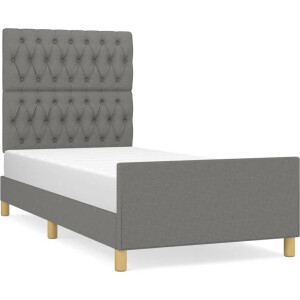 vidaXL - Bedframe - zonder - matras - 90x200 - cm - stof - donkergrijs