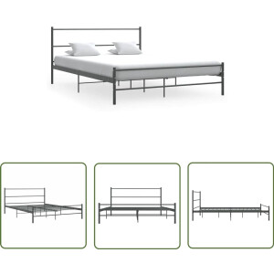 vidaXL - Bedframe - zonder - matras - metaal - grijs - 140x200 - cm