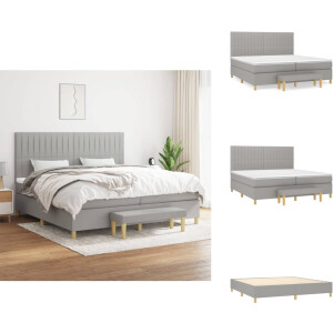 vidaXL Boxspring - Boxsprings - Pocketveringbed - Bed - Boxspring met matras stof lichtgrijs 200x200 cm
