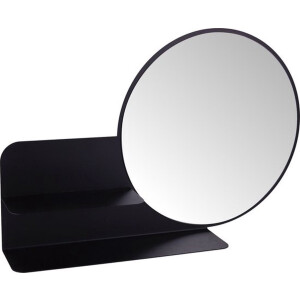 Gorillz Clever Wandspiegel met Plankje - spiegel rond - 85 x 56 cm - Zwart