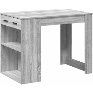 vidaXL Bureau - Lade & Plank - 102x62x77,5 cm - Grijs Bureau - Houten Bureau - Kantoormeubilair - Home Office - Studie Tafel