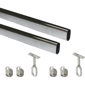 Emuca Garderobestang 30x15 mm, staal, 1150 mm, Verchroomd