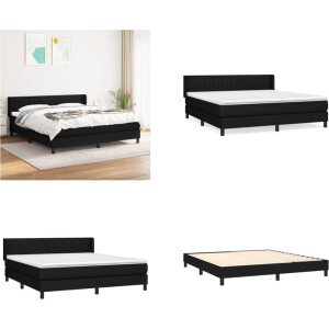 vidaXL Boxspring met matras stof zwart 180x200 cm - Boxspring - Boxsprings - Bed - Slaapmeubel