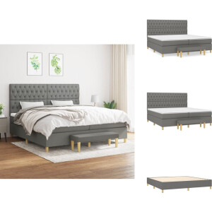 vidaXL Boxspring - Boxsprings - Pocketveringbed - Bed - Boxspring met matras stof donkergrijs 200x200 cm