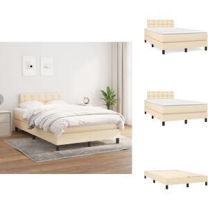 vidaXL Boxspring - Boxsprings - Bed - Slaapmeubel - Boxspring met matras stof crèmekleurig 120x200 cm