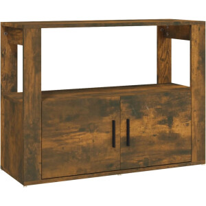 vidaXL - Dressoir - 80x30x60 - cm - bewerkt - hout - gerookt - eikenkleurig