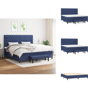 vidaXL Boxspring - Boxsprings - Pocketveringbed - Bed - Boxspring met matras stof blauw 200x200 cm
