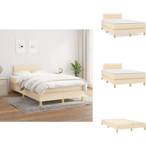 vidaXL Boxspring - Boxsprings - Bed - Slaapmeubel - Boxspring met matras stof crèmekleurig 120x200 cm