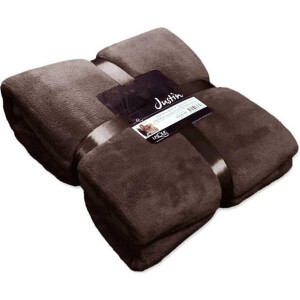 Unique Living Justin - Fleece polyester - Plaid - 150x200 cm - Mahogany Brown