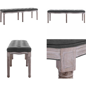 vidaXL Bankje 150x40x48 cm linnen massief hout donkergrijs - Bank - Banken - Stoffen Bank - Stoffen Banken