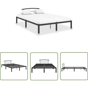 vidaXL Tweepersoons Bed - Metalen Bed Frame - Bedframe metaal zwart 160x200 cm - Zwarte Bed - Design Bed - Slaapcomfort