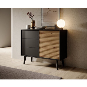 Meubella - Dressoir Palladium - Eiken - Zwart - 104 cm