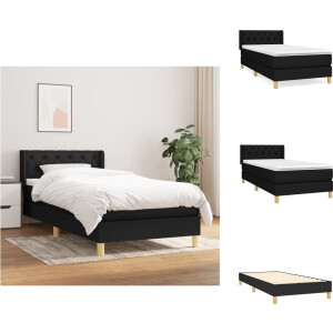 vidaXL Boxspringbed - zwart - 203 x 83 x 78/88 cm - Duurzaam stof - Verstelbaar hoofdbord - Comfortabele pocketvering - Middelharde ondersteuning - Huidvriendelijk topmatras - Incl - montagehandleiding - Bed