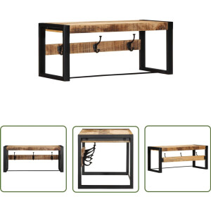 vidaXL Kapstok Houten - Wandkapstok - Kapstok 80x35x35 cm massief ruw mangohout - Mango Hout - Hangsysteem - Entree Decoratie