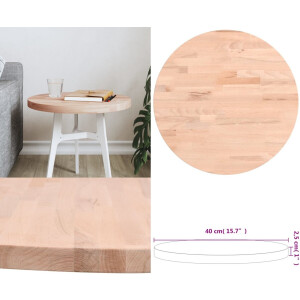 vidaXL Tafelblad rond Ø40x2,5 cm massief beukenhout - Tafelblad - Tafelbladen - Vervangend Tafelblad - Vervangend Houten Tafelblad
