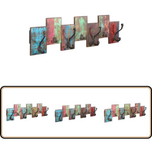 vidaXL - Kapstok - met - 7 - haken - massief - gerecycled - hout