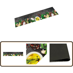 vidaXL Keukenmat Kruidenprint 60x300 cm Wasbaar Keukenmat - Keukenmatten - Keukentapijt - Kleed