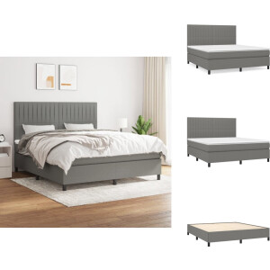 vidaXL Boxspring - Boxsprings - Bed - Slaapmeubel - Boxspring met matras stof donkergrijs 180x200 cm
