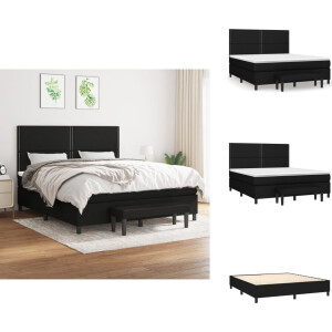 vidaXL Boxspring - Boxsprings - Pocketveringbed - Bed - Boxspring met matras stof zwart 160x200 cm