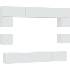 vidaXL - 8-delige - Tv-meubelset - bewerkt - hout - wit