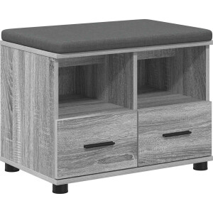 vidaXL - Hallenbank - met - kussen - met - lade - Grijze - Sonoma - 60 - x - 38 - x - 46 - cm