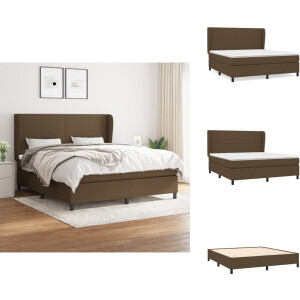 vidaXL Boxspring - Boxsprings - Bed - Slaapmeubel - Boxspring met matras stof donkerbruin 160x200 cm