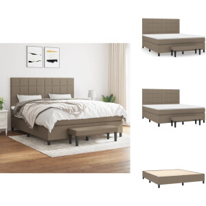 vidaXL Boxspring - Boxsprings - Pocketveringbed - Bed - Boxspring met matras stof taupe 180x200 cm