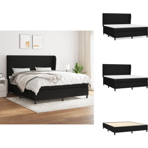 vidaXL Boxspring - Boxsprings - Bed - Slaapmeubel - Boxspring met matras stof zwart 160x200 cm