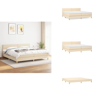vidaXL Boxspring - Boxsprings - Bed - Slaapmeubel - Boxspring met matras stof crèmekleurig 200x200 cm