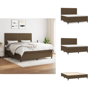 vidaXL Boxspring - Boxsprings - Bed - Slaapmeubel - Boxspring met matras stof donkerbruin 160x200 cm