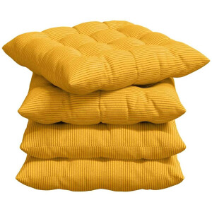 vidaXL - Zitkussens - 4 - st - Corduroy - stof - Licht - Geel - 40 - x - 40 - x - 6 - cm