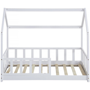 Kinderbed houten bed huisje met uitvalbeveiliging "Charlotte" - Wit - 80 x 160 cm